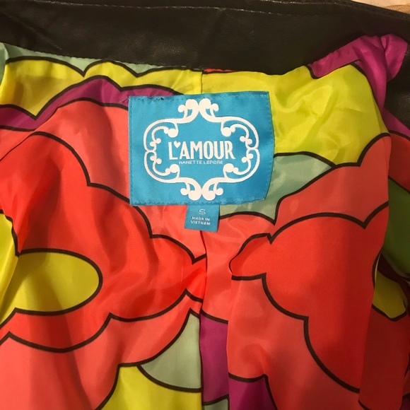 L’Amour Nanette Lepore Faux Leather Black Jacket S - Picture 5 of 5