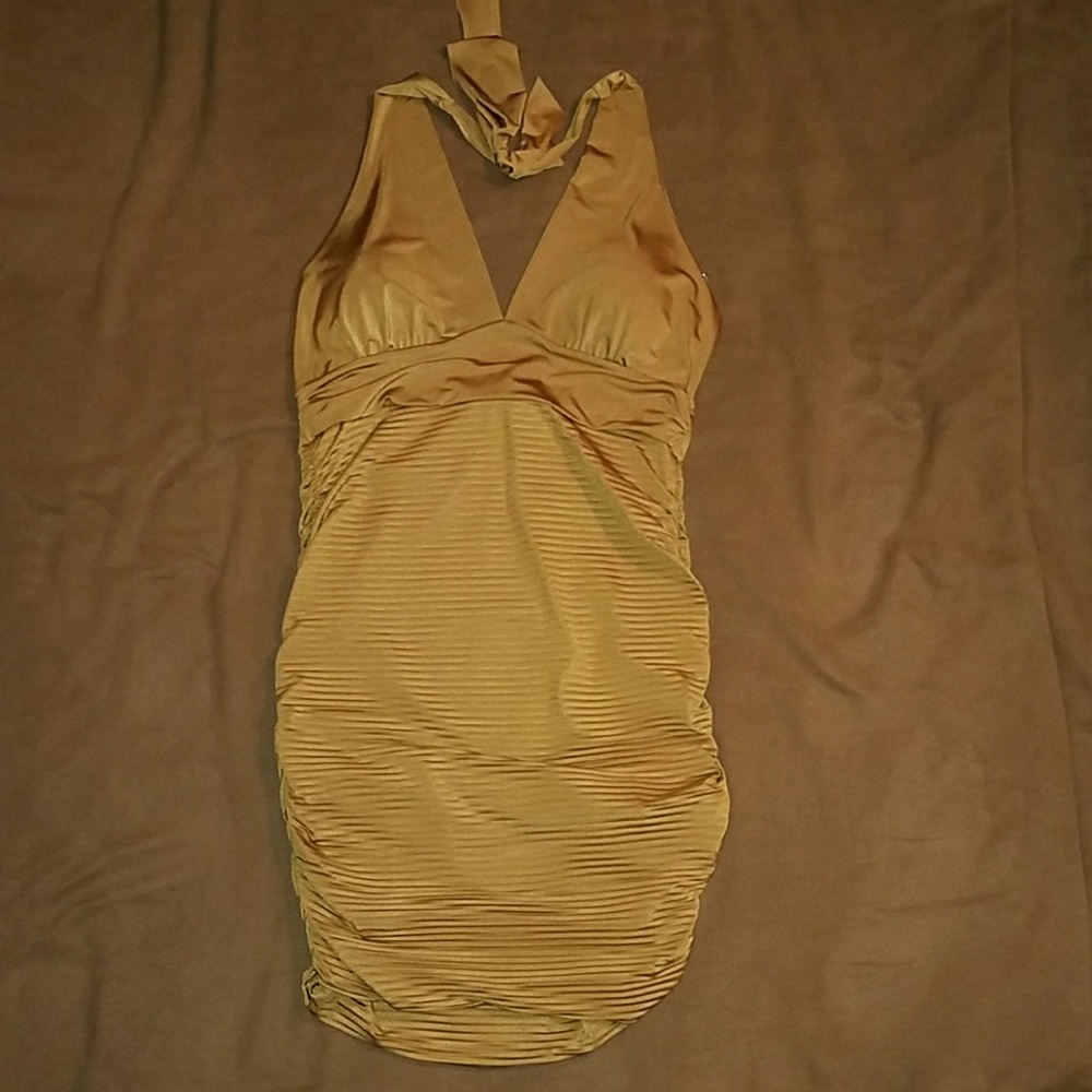 Gold Halter Dress - Never Worn ( No Tags )
