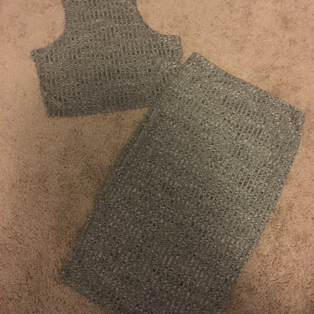 Grey crop top two piece