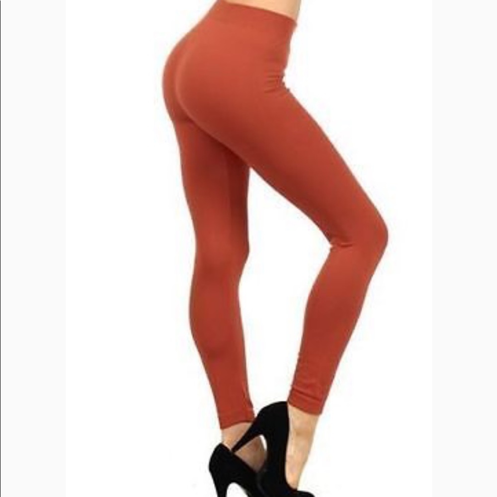 💕5 for $25💕Warm Fleece leggings Rust 🍂