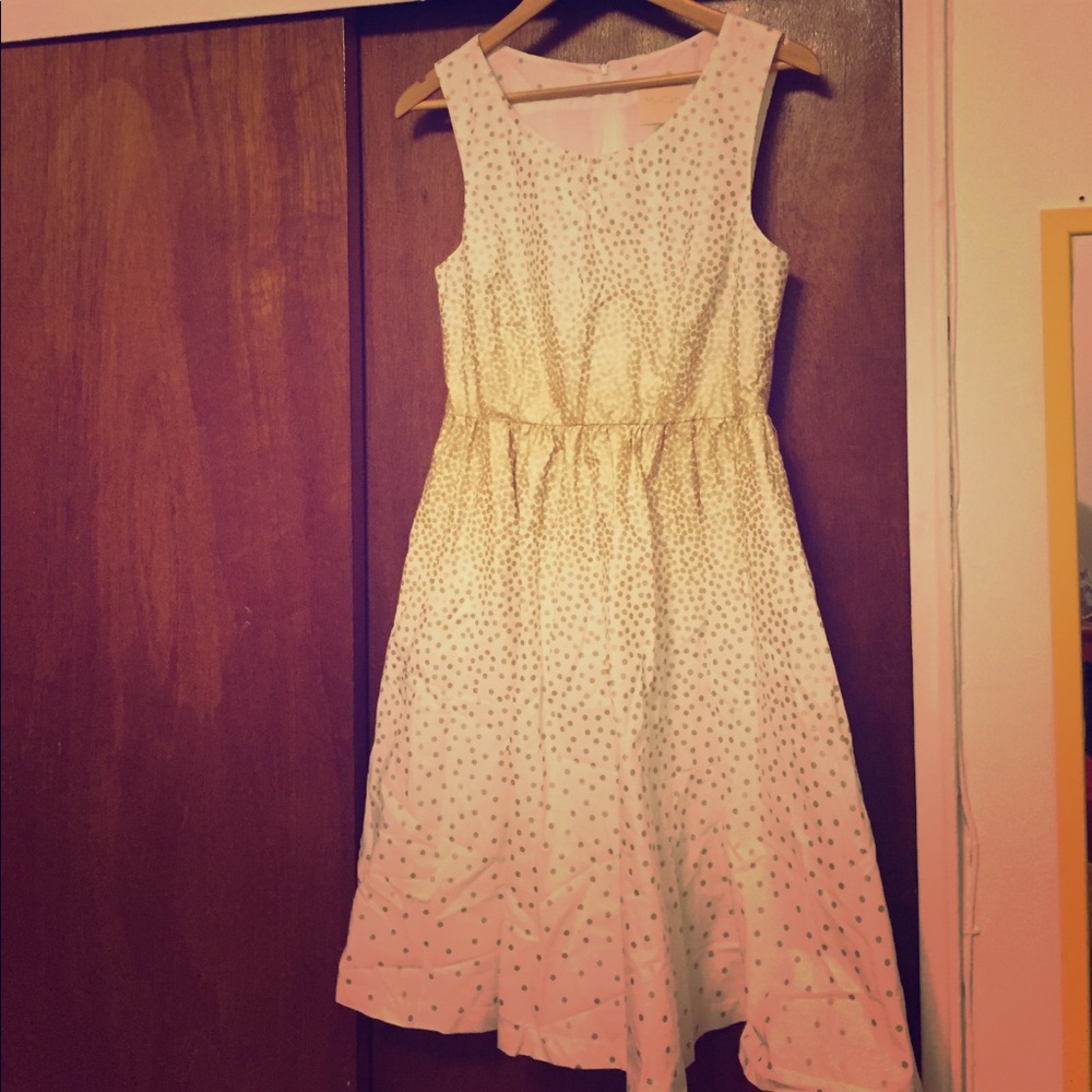 Never Worn ModCloth Cotton Dress, White/Gold