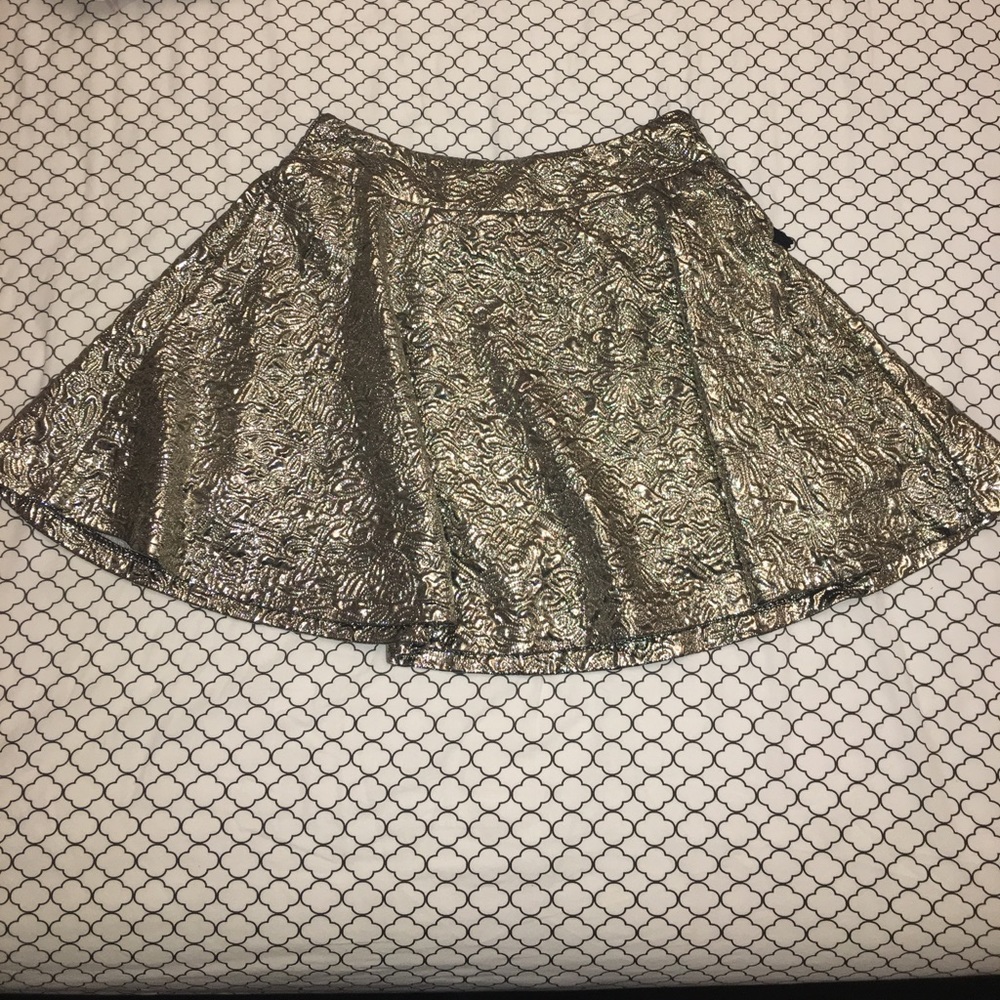 BOGO50%: metallic gold mini skater skirt