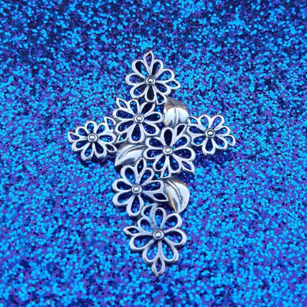 Floral Cross Sterling Pendant