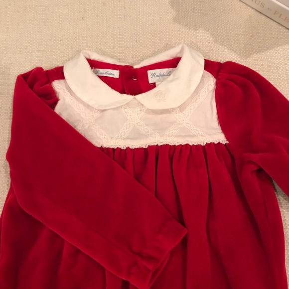 🎄HOLIDAY RL Baby Velour Footed Sleeper 9 Mos 🎄 - Picture 3 of 5