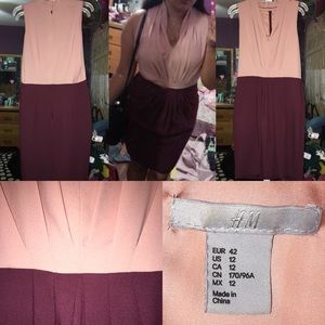 H&M Pink and Burgundy Pleated dress (Size 12)
