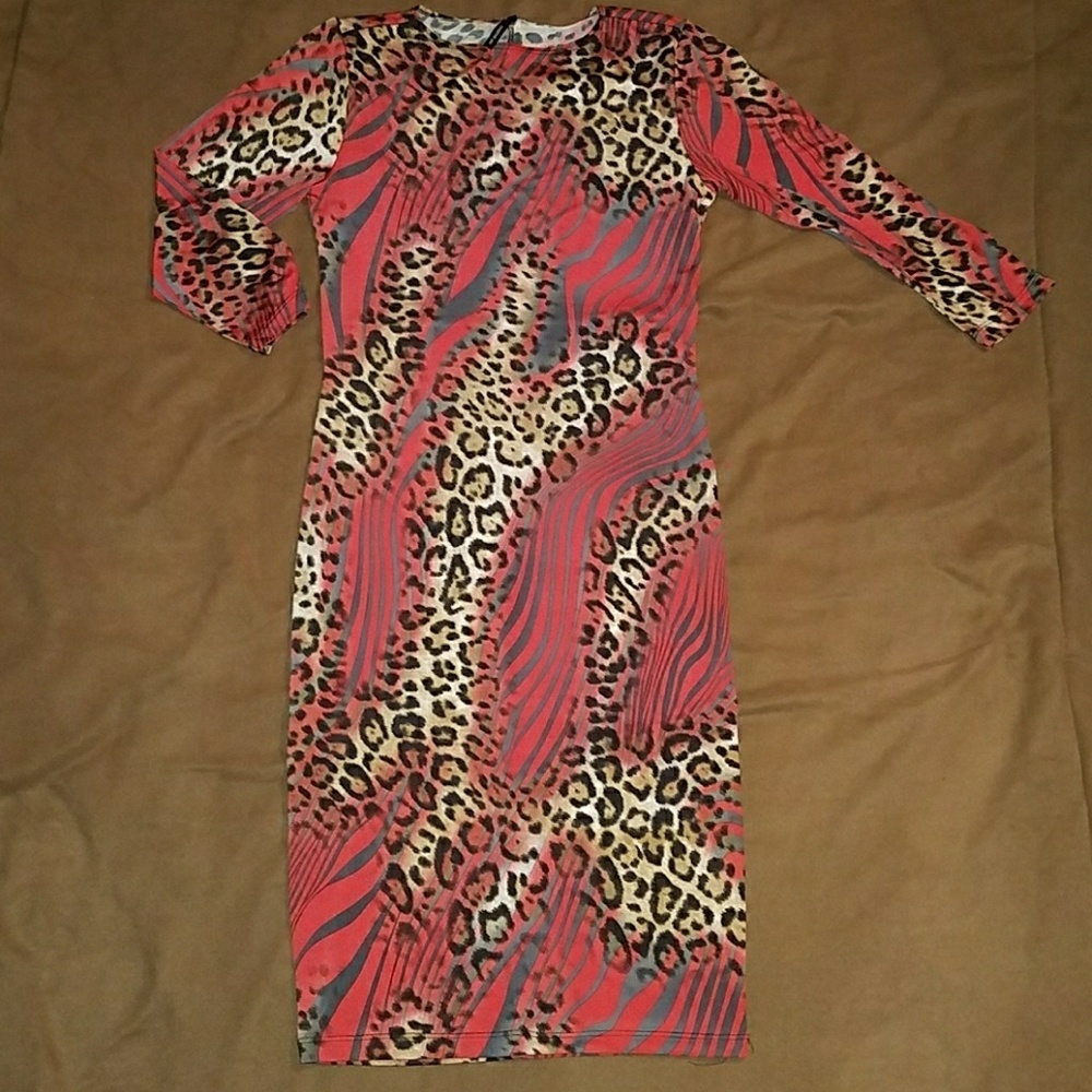 ** ON HOLD **-Red Leopard Dress New Never Worn