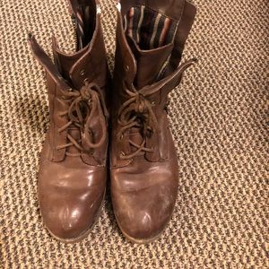 Brown combat boots