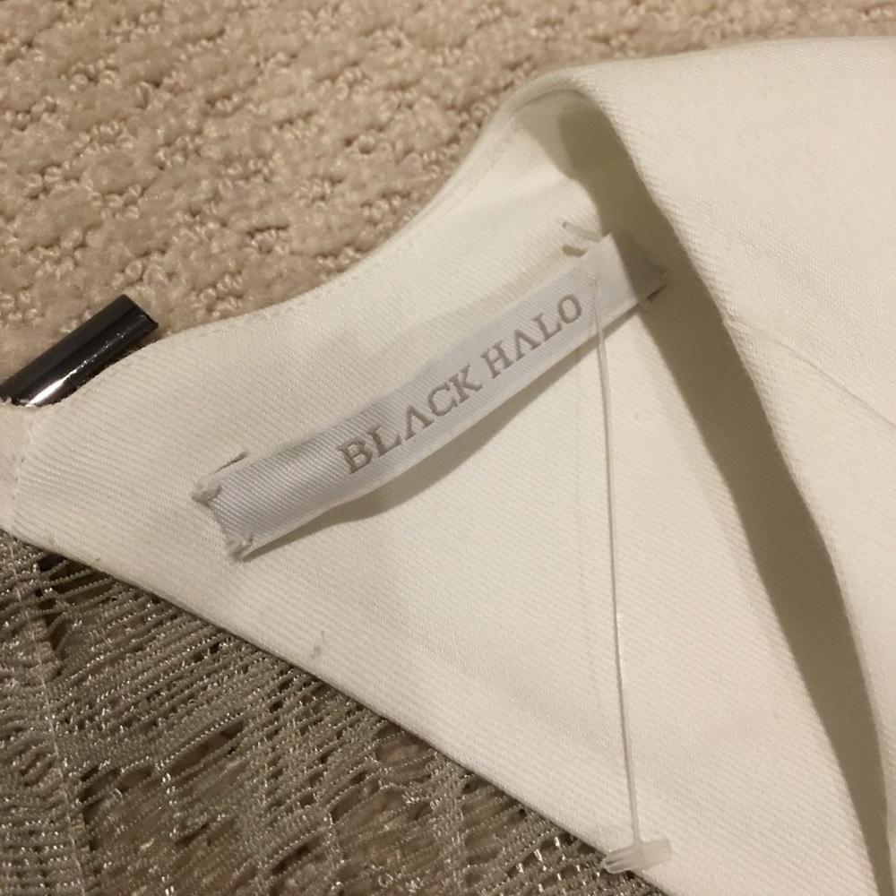 Black Halo winter white dress with sheer lace back - Picture 5 of 5
