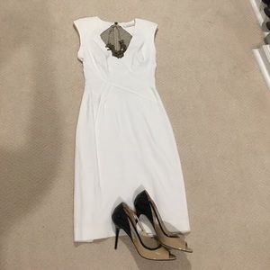 Black Halo winter white dress with sheer lace back