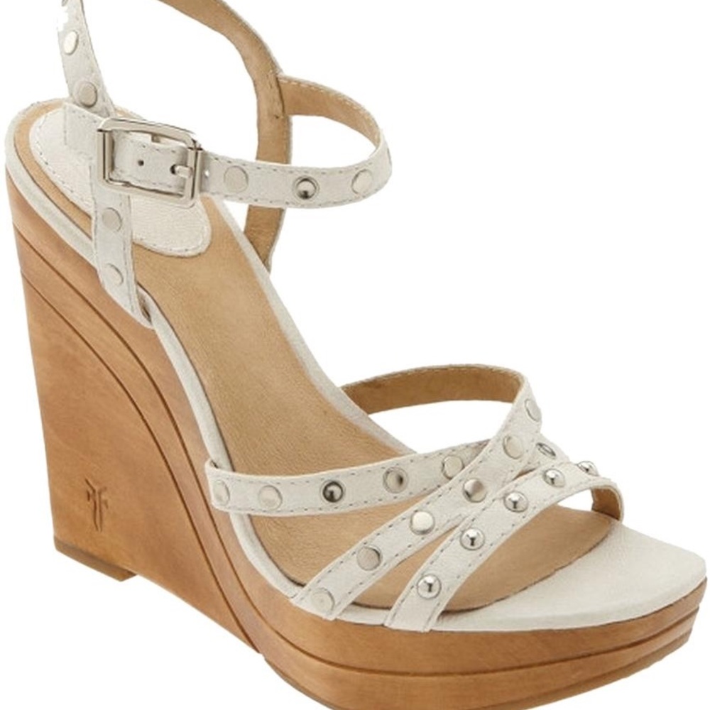 {Frye} Bridget Studded Leather & Wood wedges