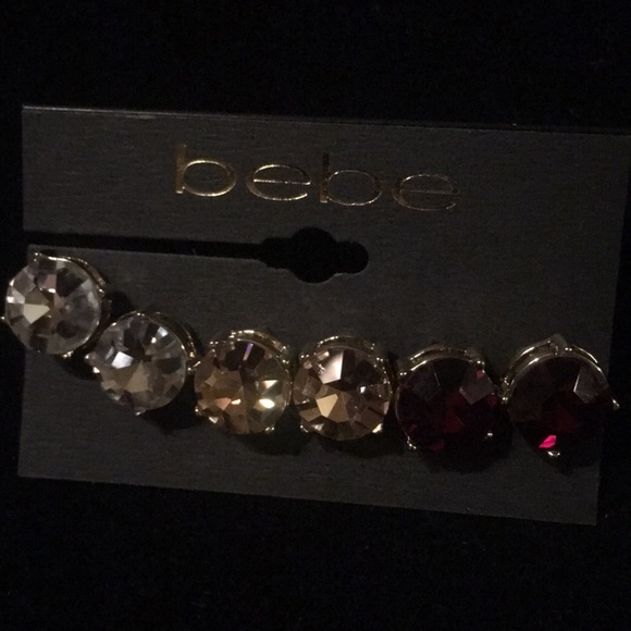 LAST ONE! Bebe trio crystal stud earrings - Picture 2 of 5