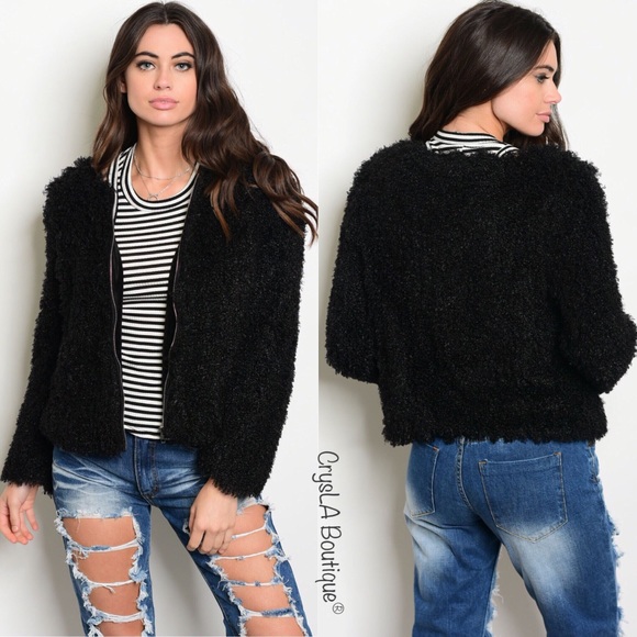🎉SALE🎉✨Black Fuzzy Jacket✨ - Picture 2 of 3