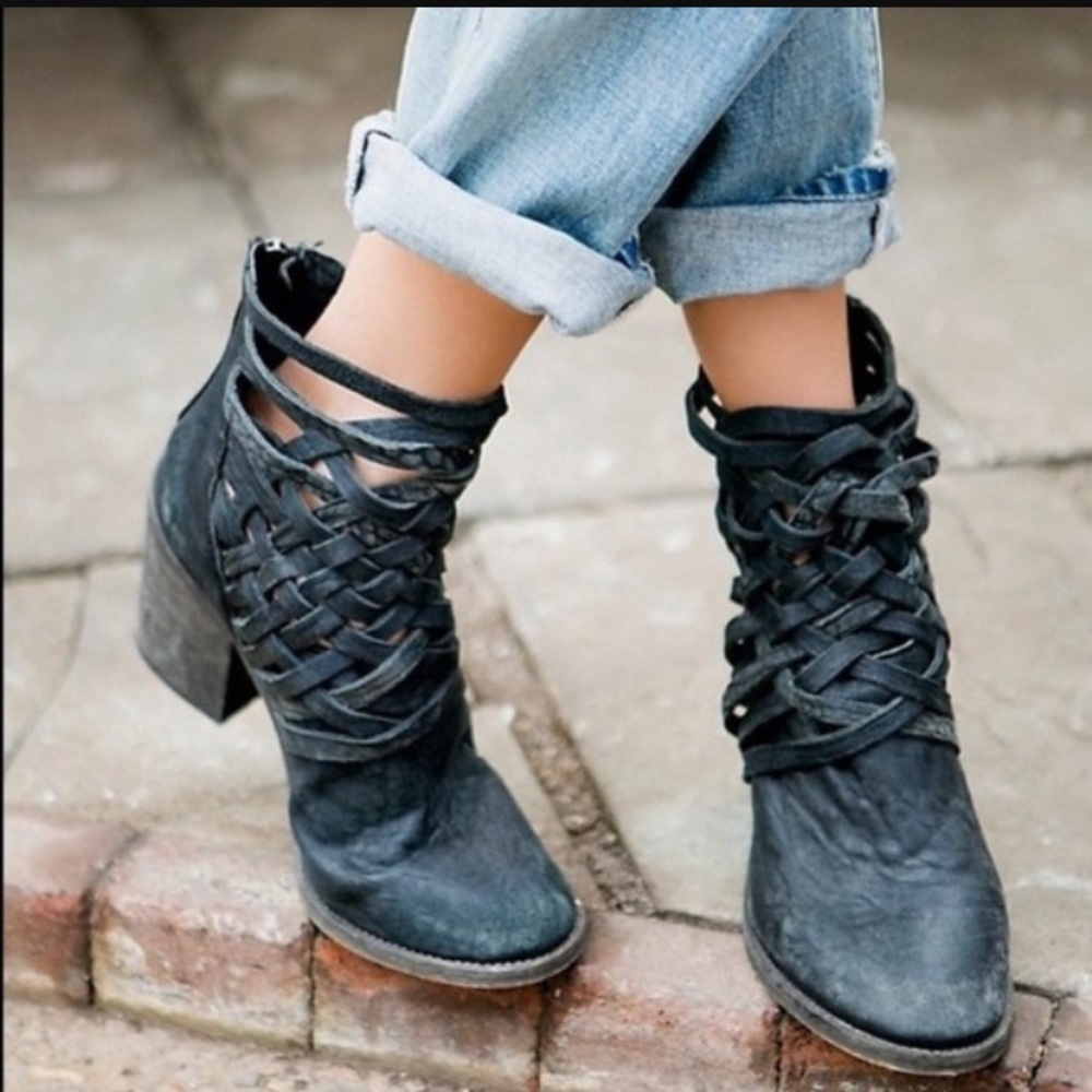 LAST ONE! Black Leather Bootie