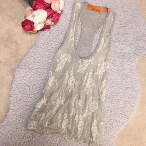 Metropark Grey Lace Racerback Top Size S