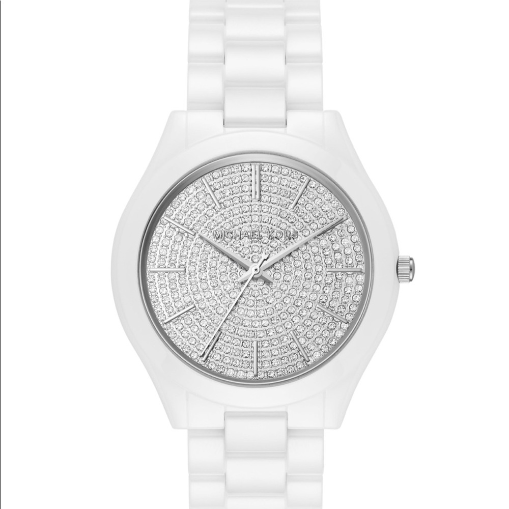Bedazzled white Michael Kors ceramic watch