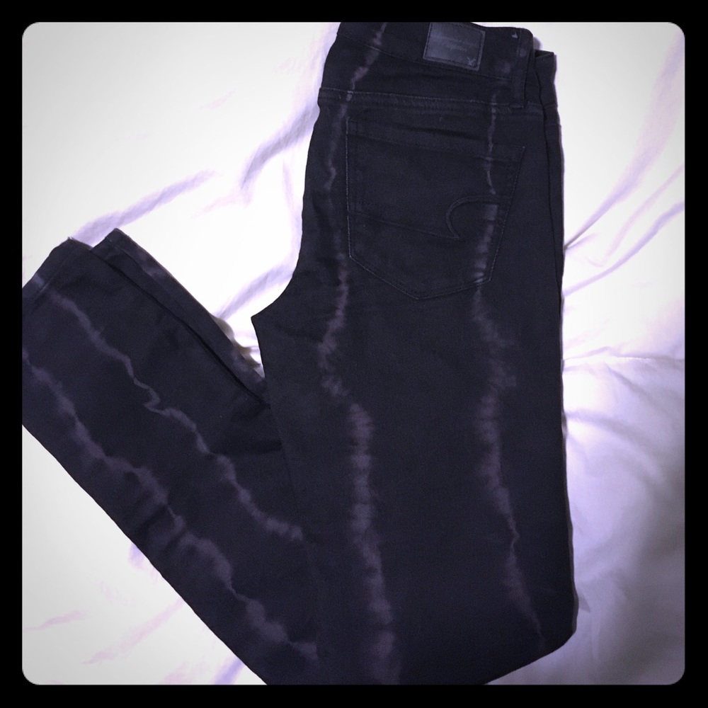 American eagle black striped skinny jeans