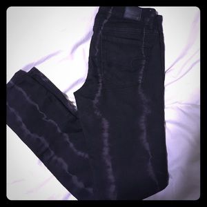 American eagle black striped skinny jeans