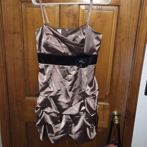 Shiny Black and Mocha Dress