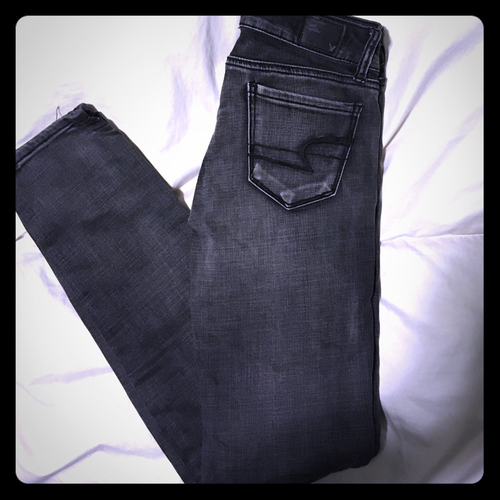 American eagle faded black skinny jeans