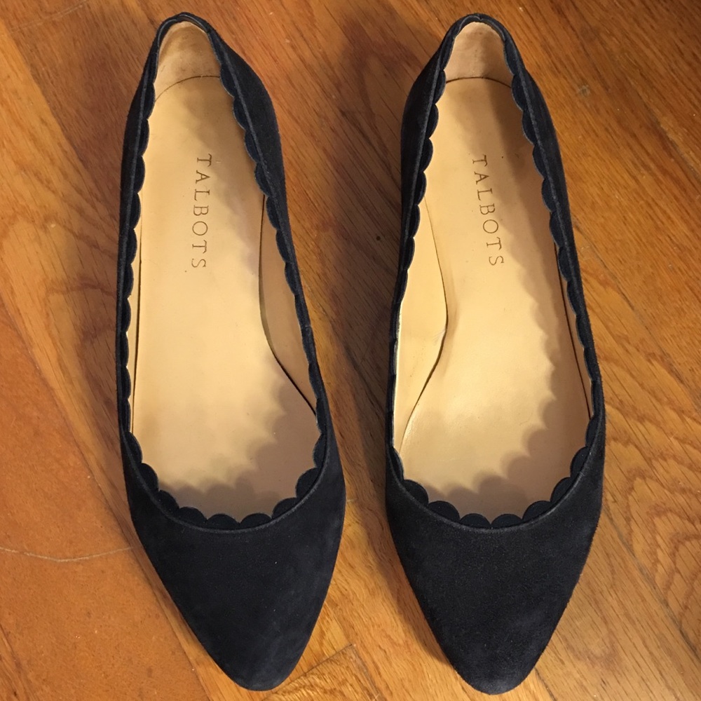 Talbots Navy Blue Suede Flats! 6 Wide