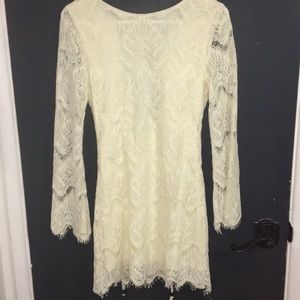 Tight white lace dress