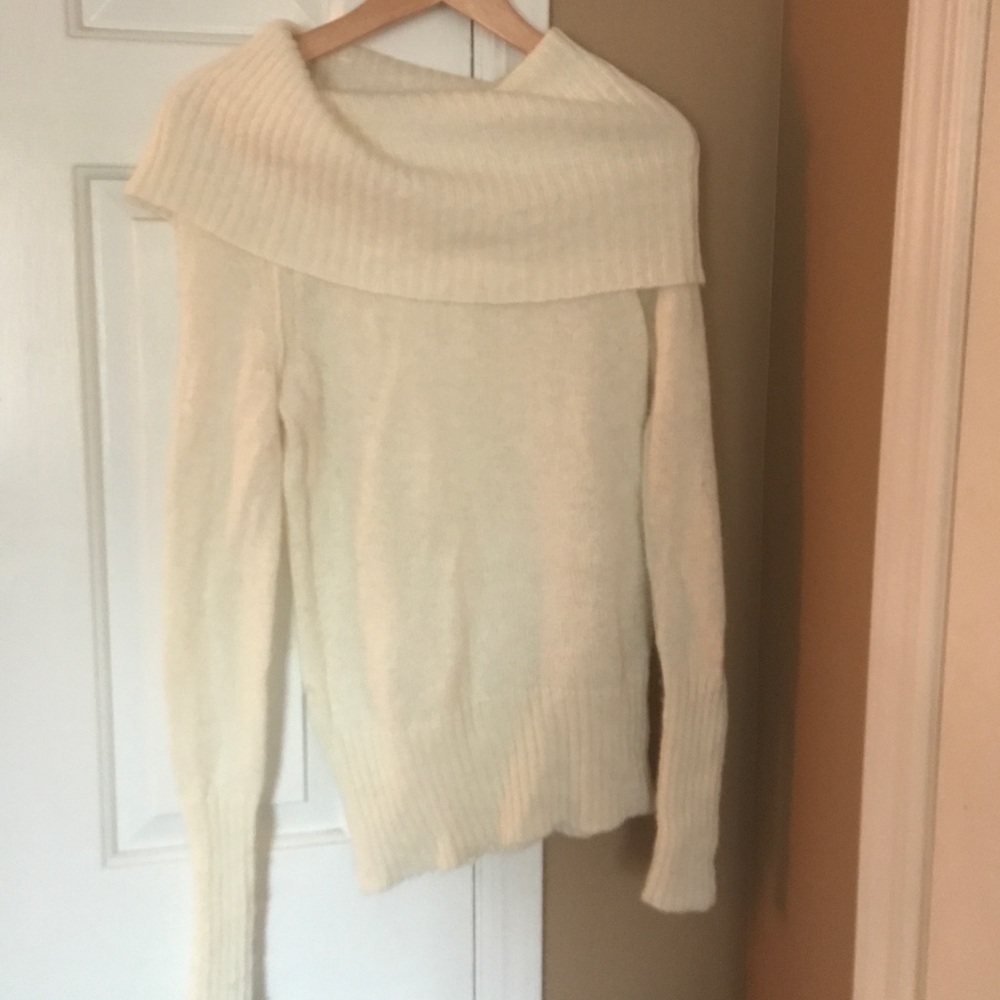 J Crew Cream Over the Shoulder / Cowl neck Sweater