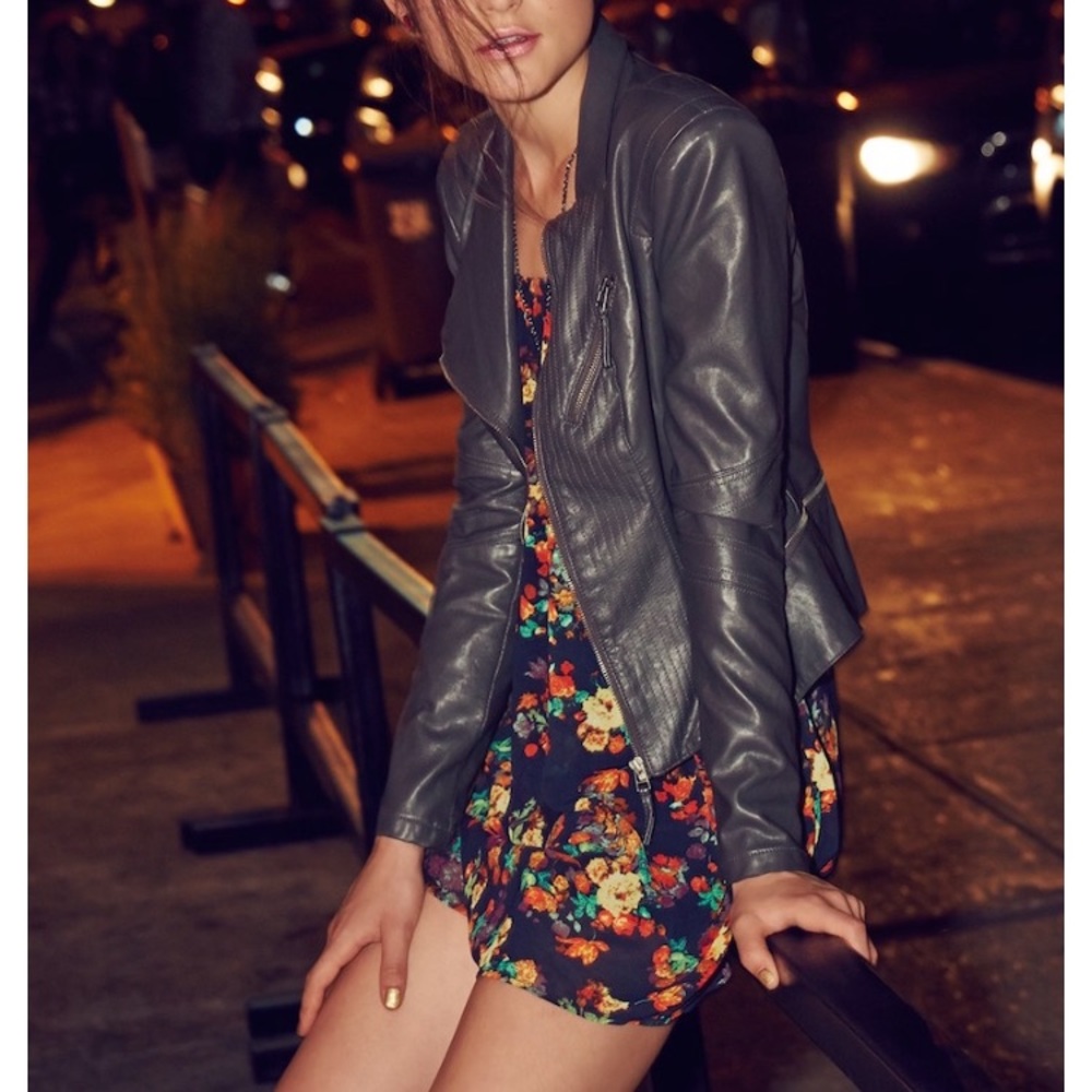 Blank NYC dark grey faux leather jacket