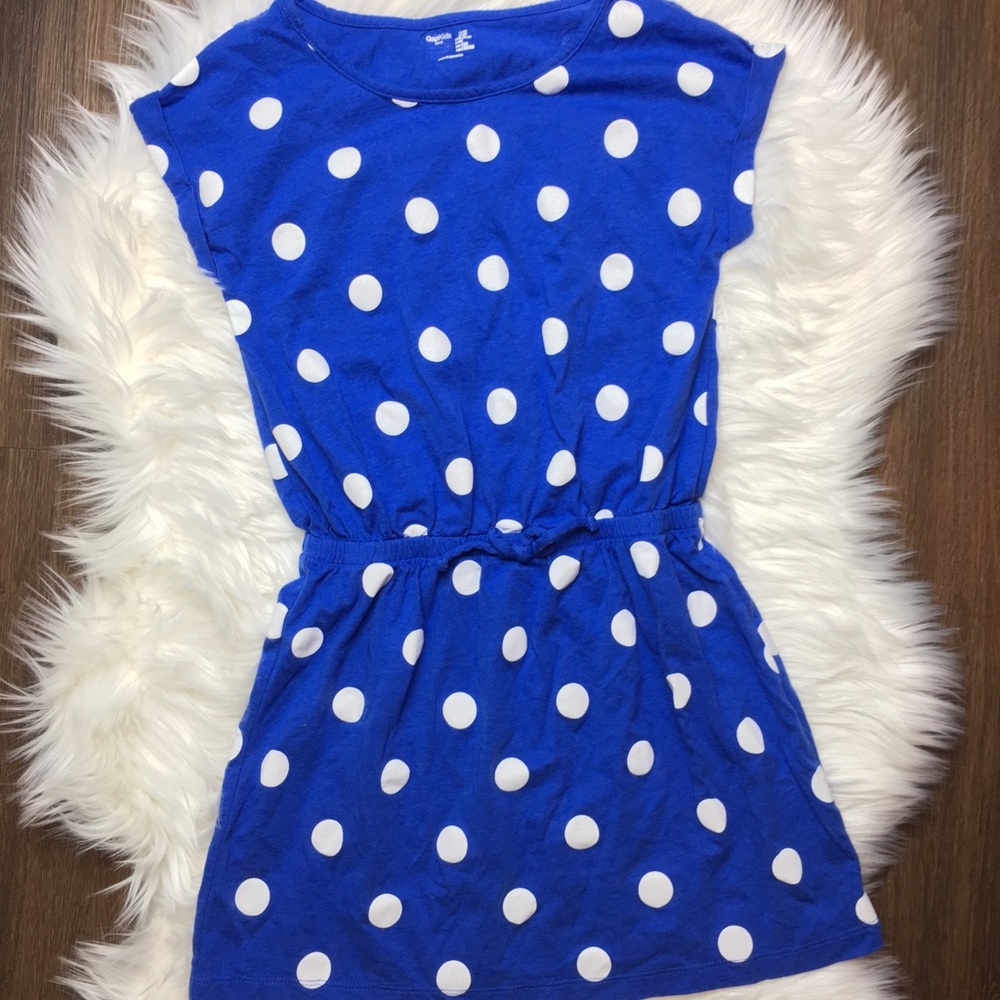 GAPKIDS BLUE AND WHITE POLKA DOTTED DRESS MEDIUM