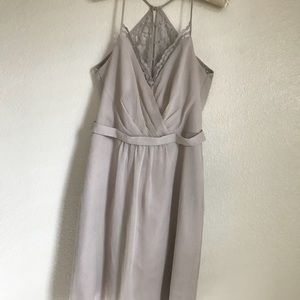 David’s bridal chiffon lace back bridesmaid dress