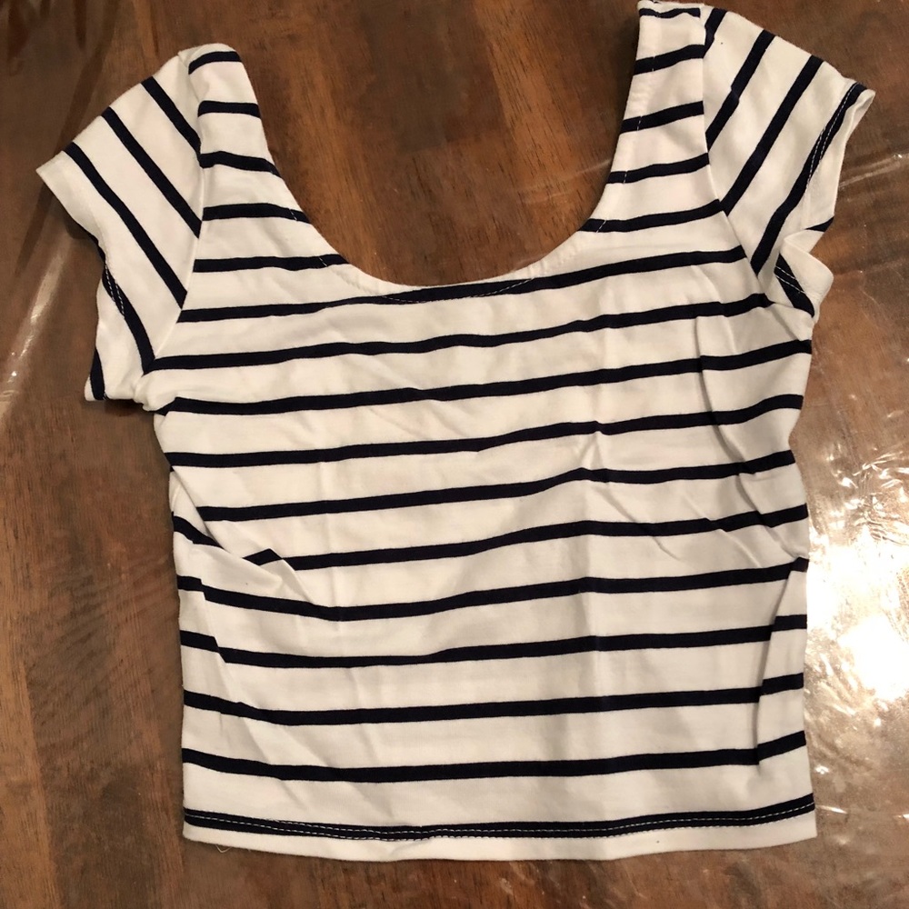 Black and White Striped Crop Top