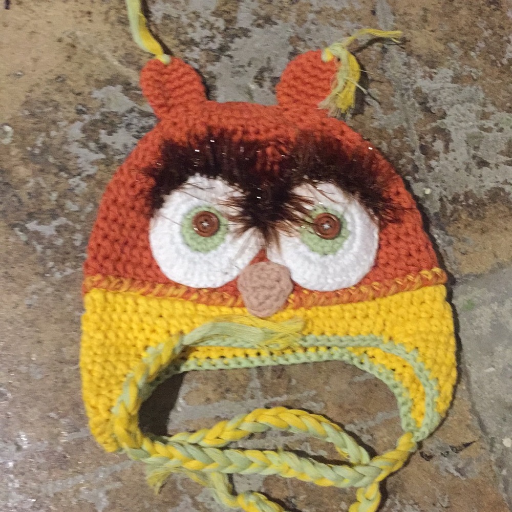 Handmade crochet owl kids youth cool hat