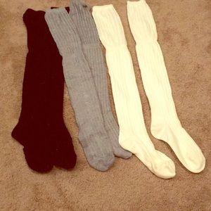 Thigh High Cable Knit Socks, 3 Pairs