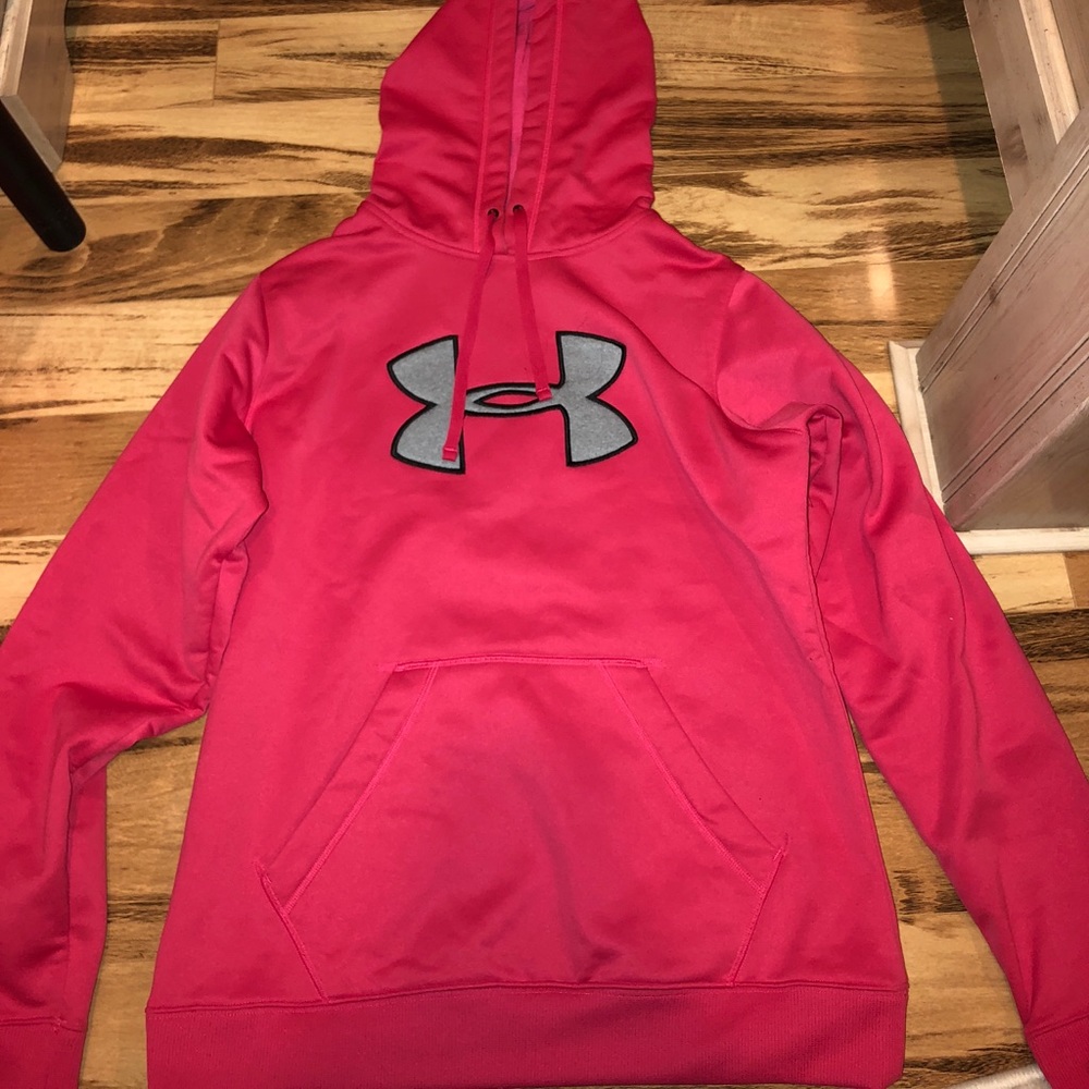 Bright pink Under Armour hoodie. Size large.