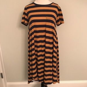 Tan and navy striped Carly Lularoe XS - EUC