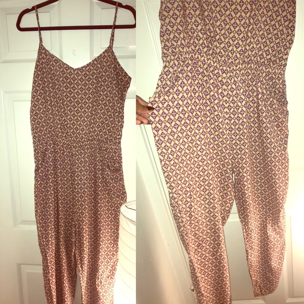 Peach and maroon jumpsuit