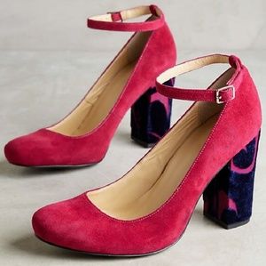 Anthropologie Velvet Strappy Heels