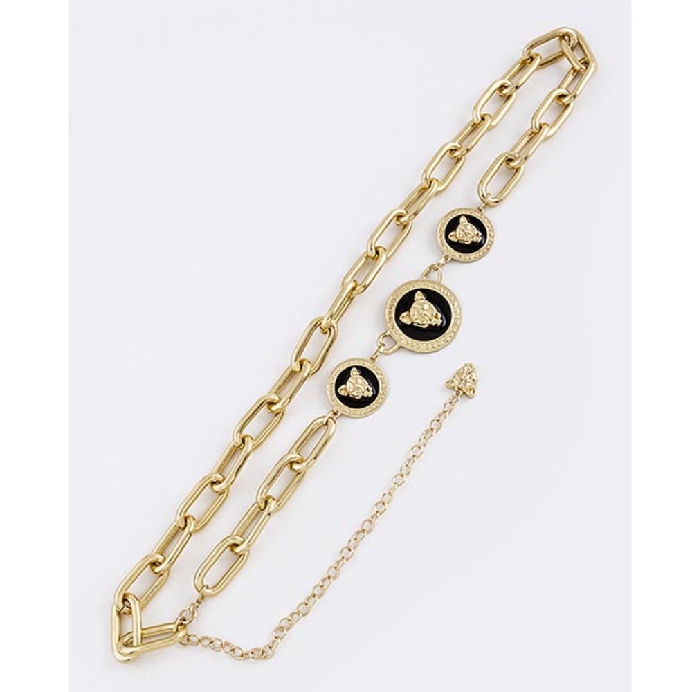 3 Strikes Leopard Face Pendant Chain Belt