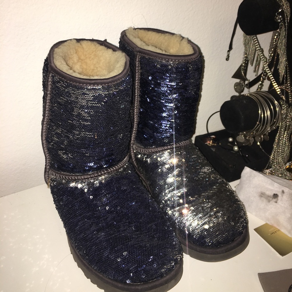 Silver and Navy Blue Sequin Uggs!!