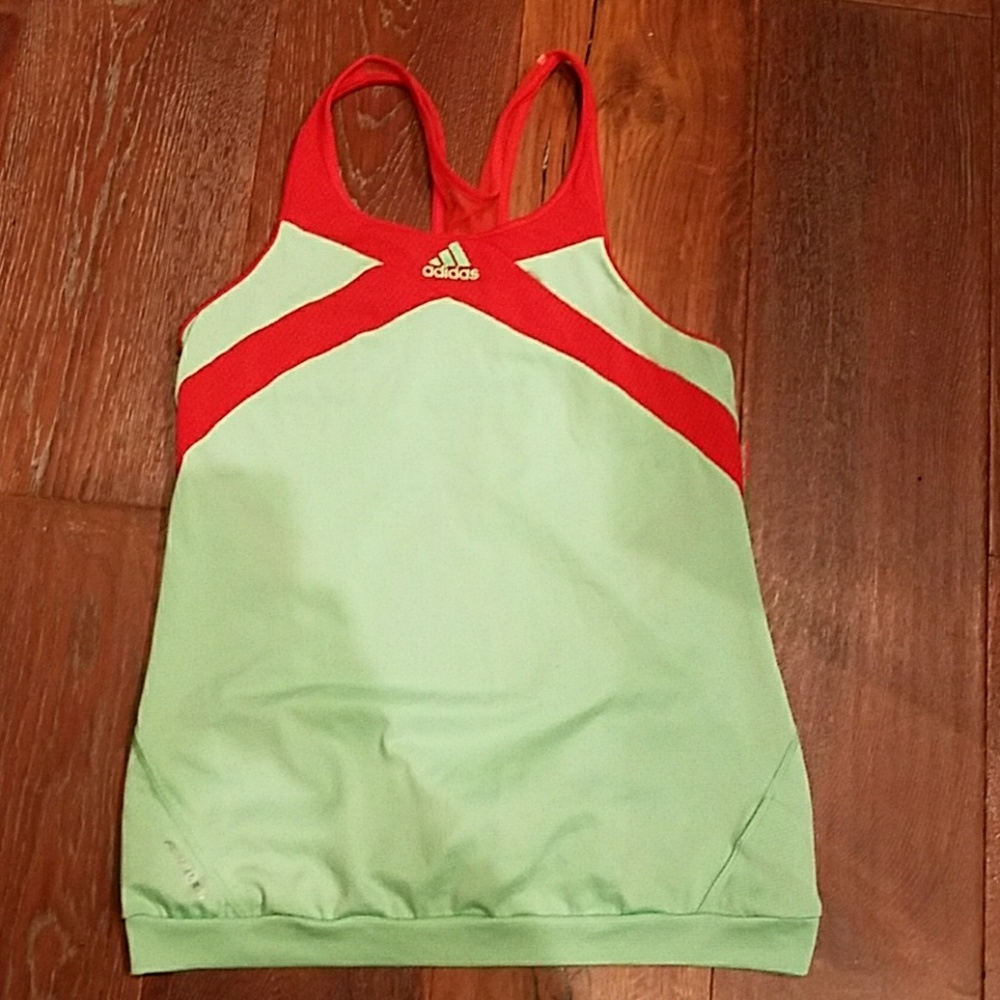 Adidas Adizero Green Red Exercise Gym Tennis Tank