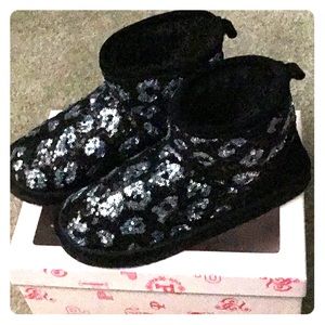 PINK fur lined slip on boots