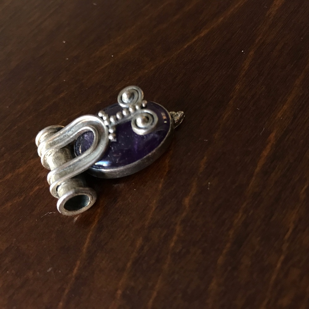Sterling Silver and Round Amethyst Pendant