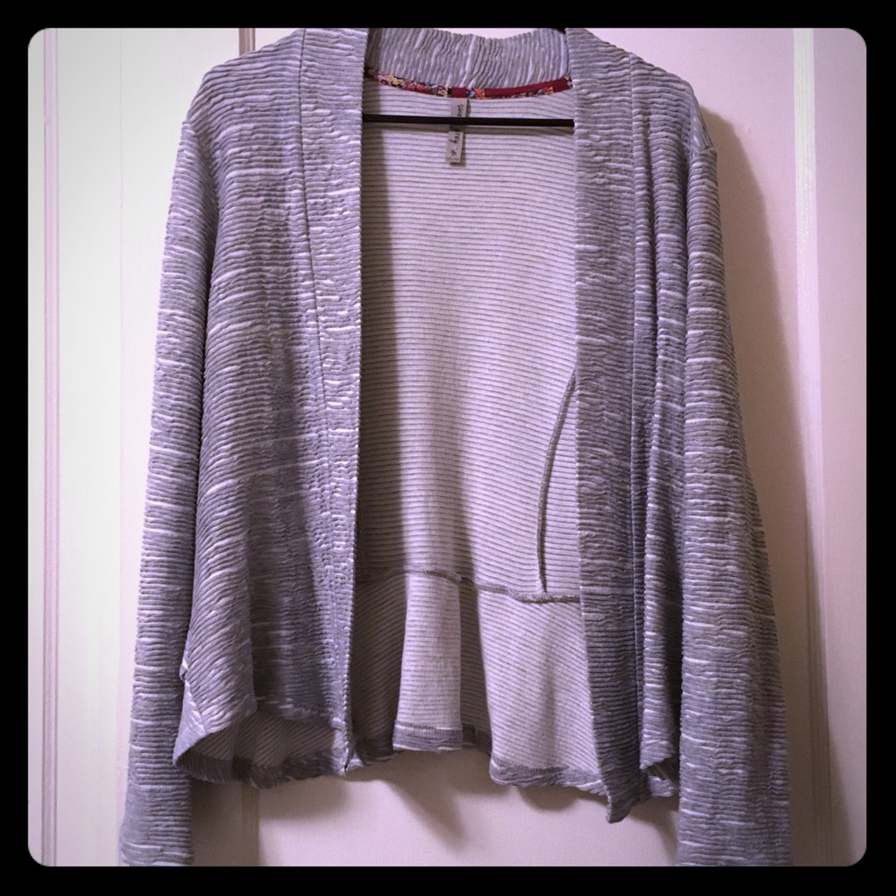 Sweet Grey Textured Cardigan With Peplum