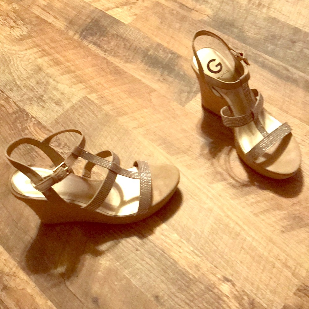 Guess wedge sandals never worn