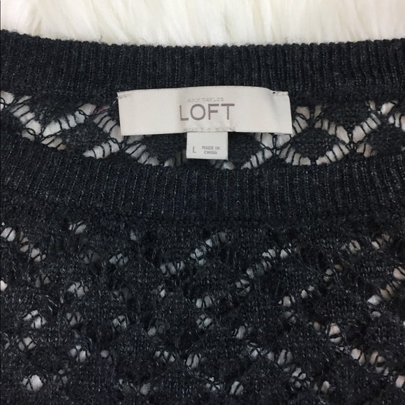 LOFT | Light Knit Striped Gray Green Sweater Large - Picture 2 of 8