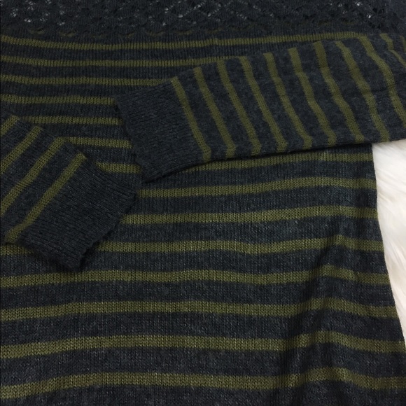 LOFT | Light Knit Striped Gray Green Sweater Large - Picture 4 of 8