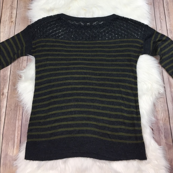 LOFT | Light Knit Striped Gray Green Sweater Large - Picture 7 of 8
