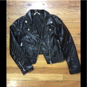 Girls vegan leather motorcycle jacket