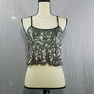 Silver Sequins Crop Top Tank size Small