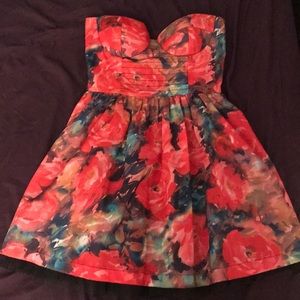 Strapless Floral Dress..