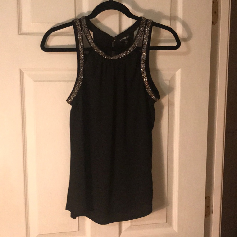 Dressy tank with beaded neckline